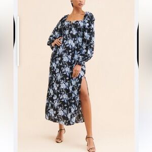 Free People James Dress floral midi FP boho blue
